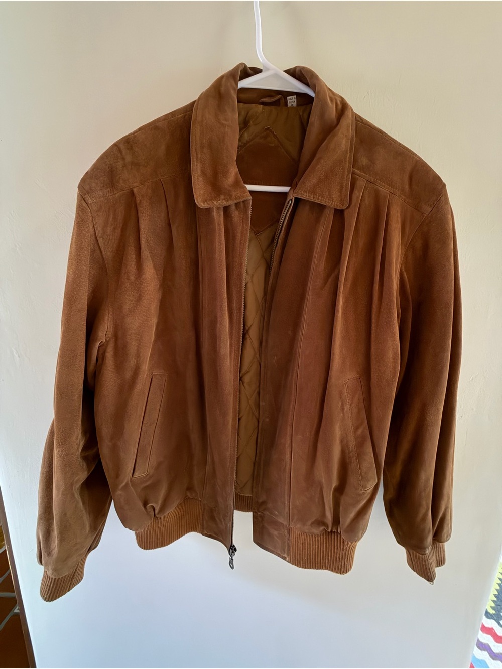 Men's Suede Bomber Jacket - Brown